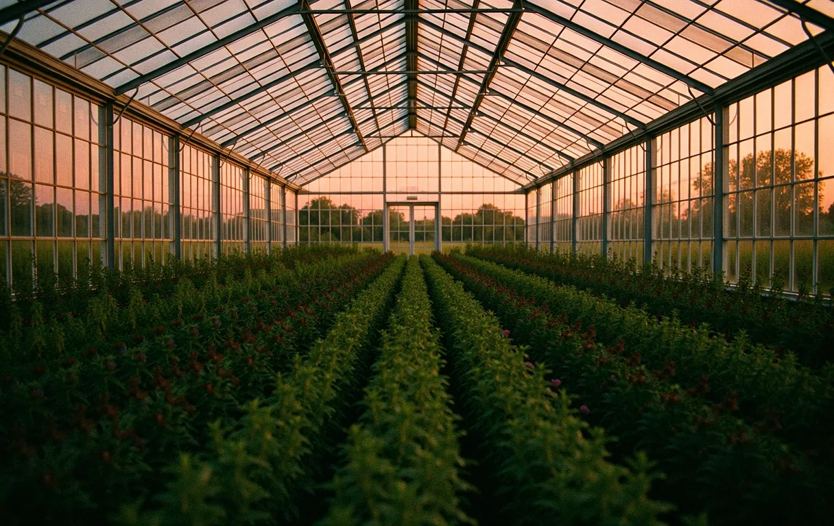 Greenhouse at dusk