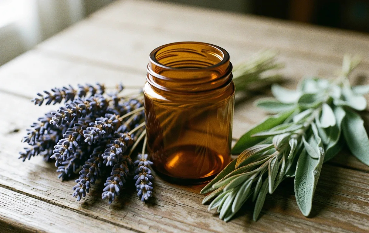 Botanical textures and apothecary glass